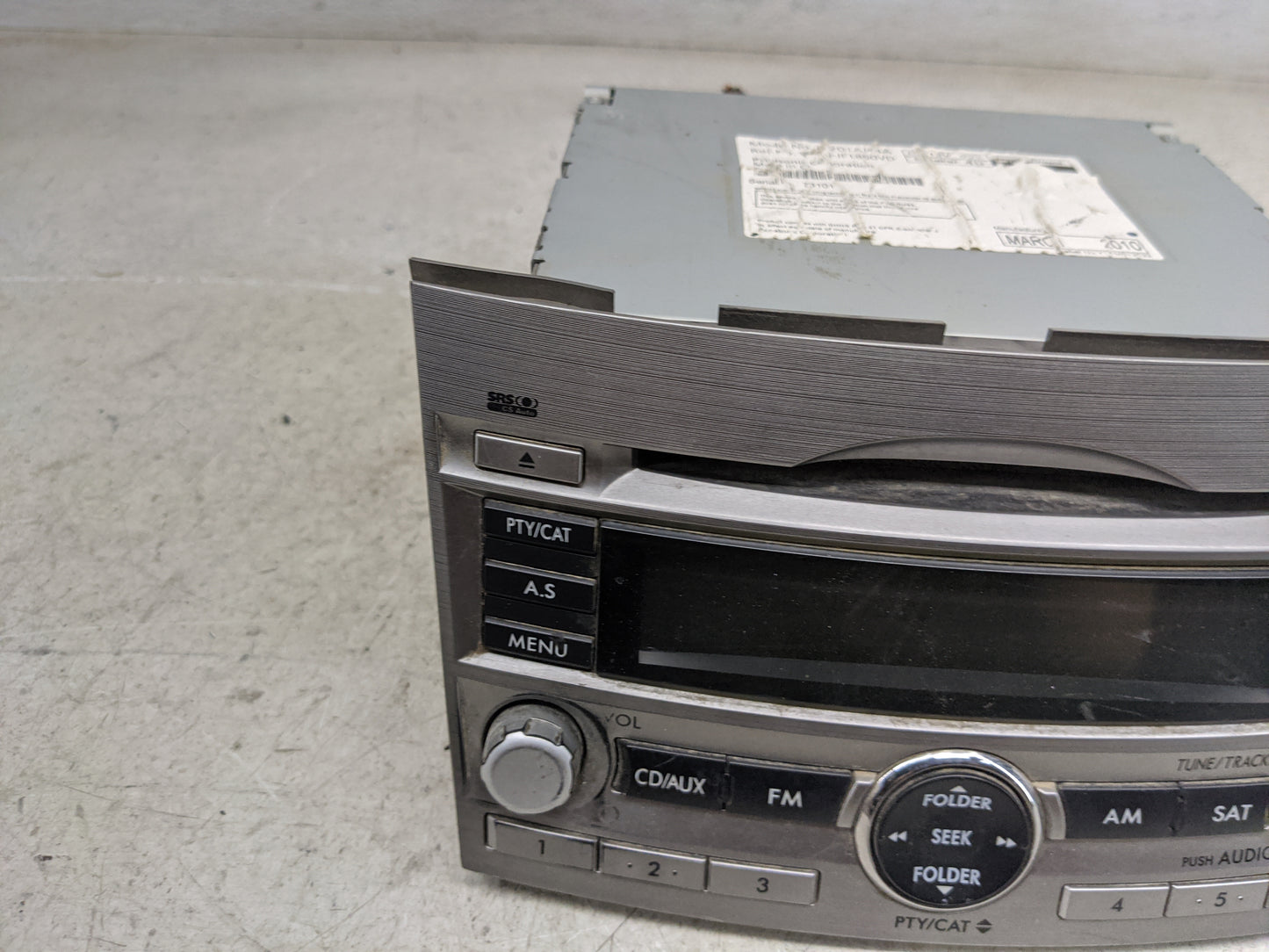 2010 Subaru Outback Radio AM FM Cd Player Receiver Replacement P/N:E201AJ4A 86201AJ4A, AJ-JF1860VD Fits OEM Used Auto Parts 
