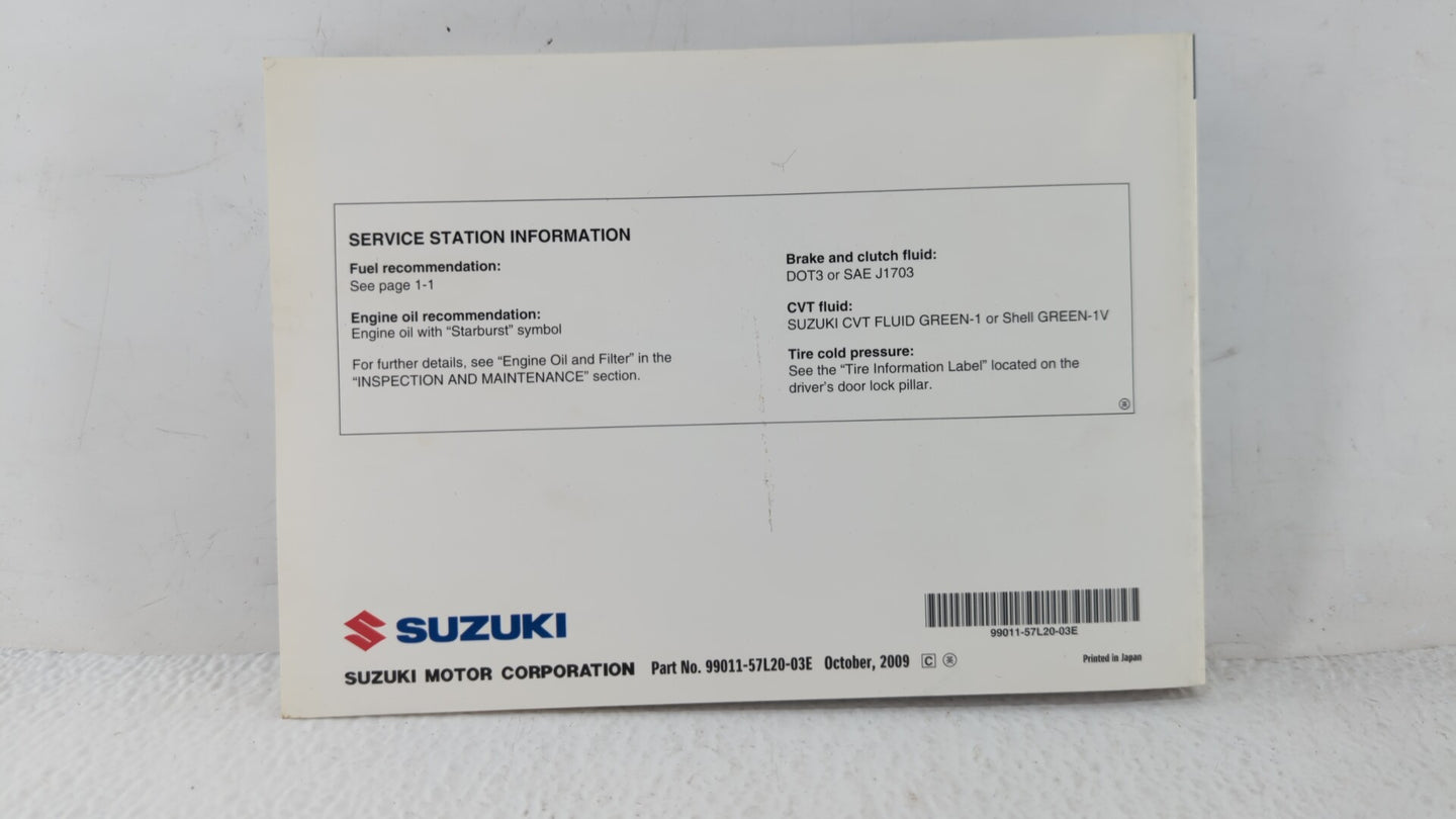 2010 Suzuki Kizashi Owners Manual Book Guide OEM Used Auto Parts - Oemusedautoparts1.com