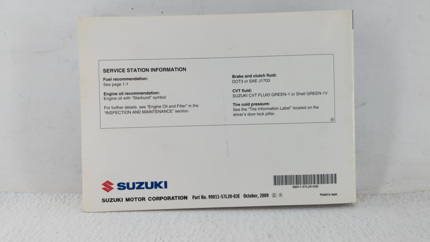2010 Suzuki Kizashi Owners Manual Book Guide OEM Used Auto Parts - Oemusedautoparts1.com