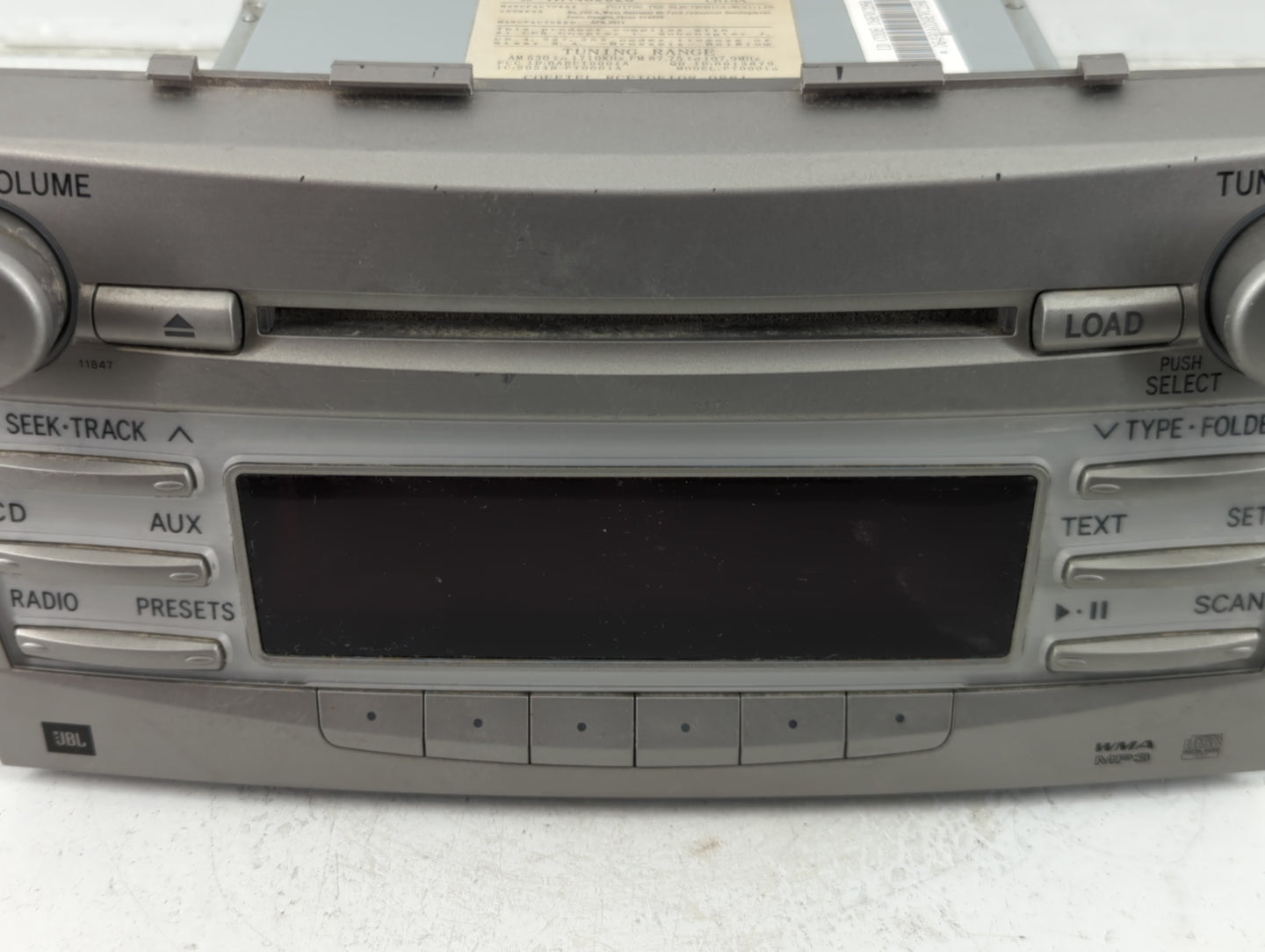 2010 Toyota Camry Radio AM FM Cd Player Receiver Replacement P/N:86120-06490 30745812, 8696126 Fits OEM Used Auto Parts - Oe