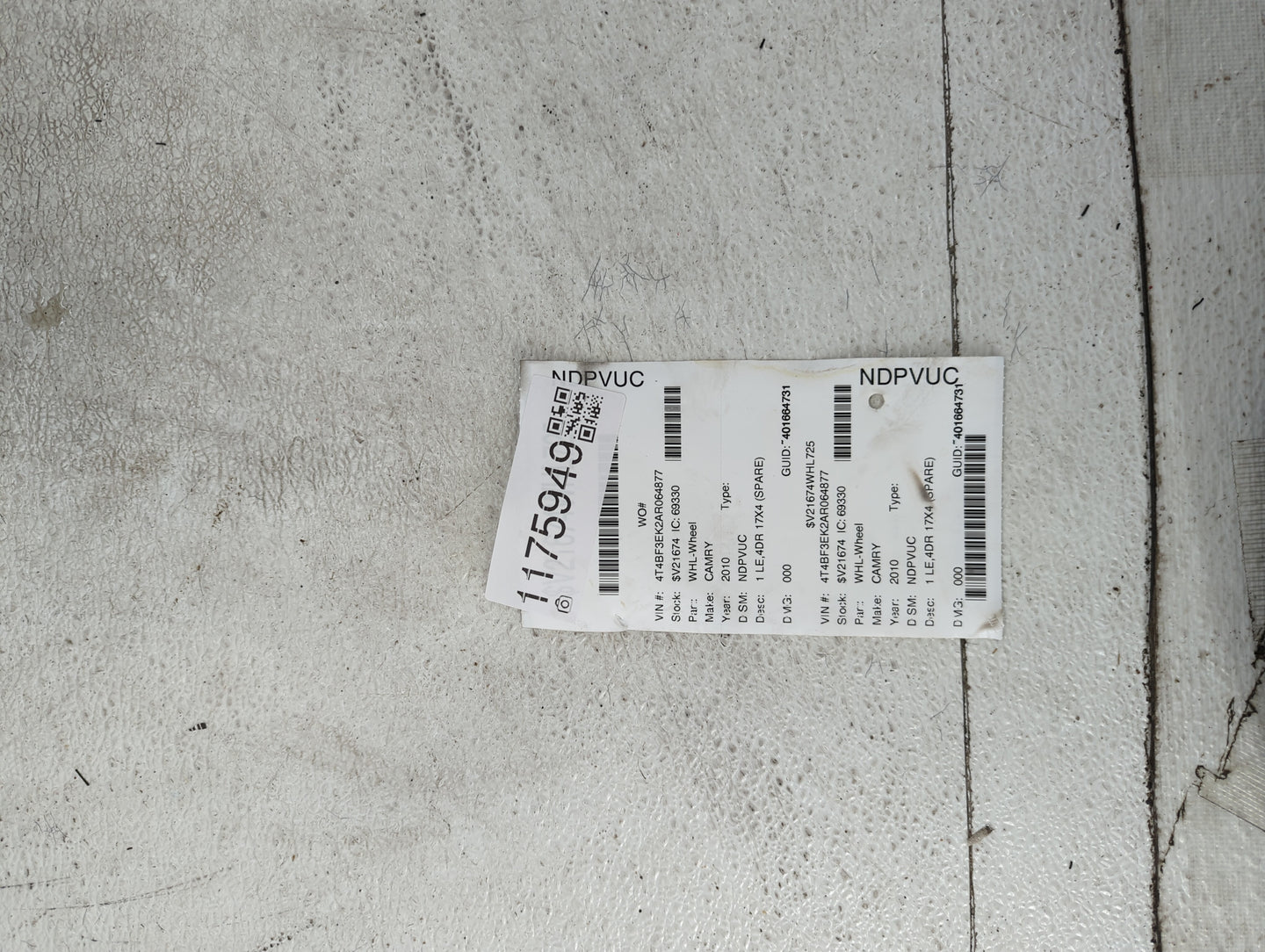 2007-2017 Toyota Camry Spare Donut Tire Wheel Rim Oem - Oemusedautoparts1.com