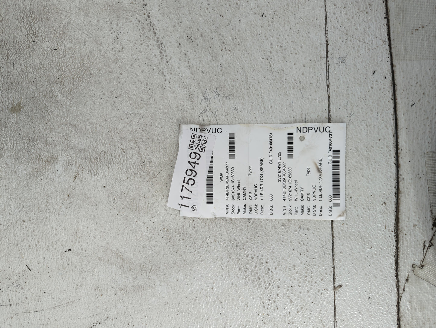 2007-2017 Toyota Camry Spare Donut Tire Wheel Rim Oem - Oemusedautoparts1.com