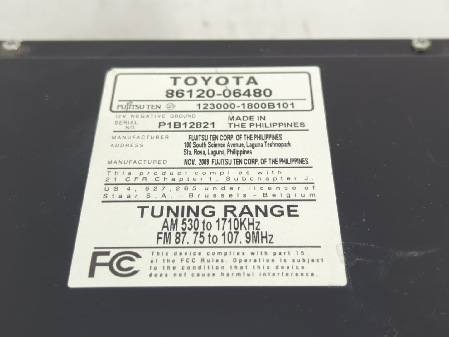 2010-2011 Toyota Camry Radio AM FM Cd Player Receiver Replacement P/N:86120-06480 Fits Fits 2010 2011 OEM Used Auto Parts - 