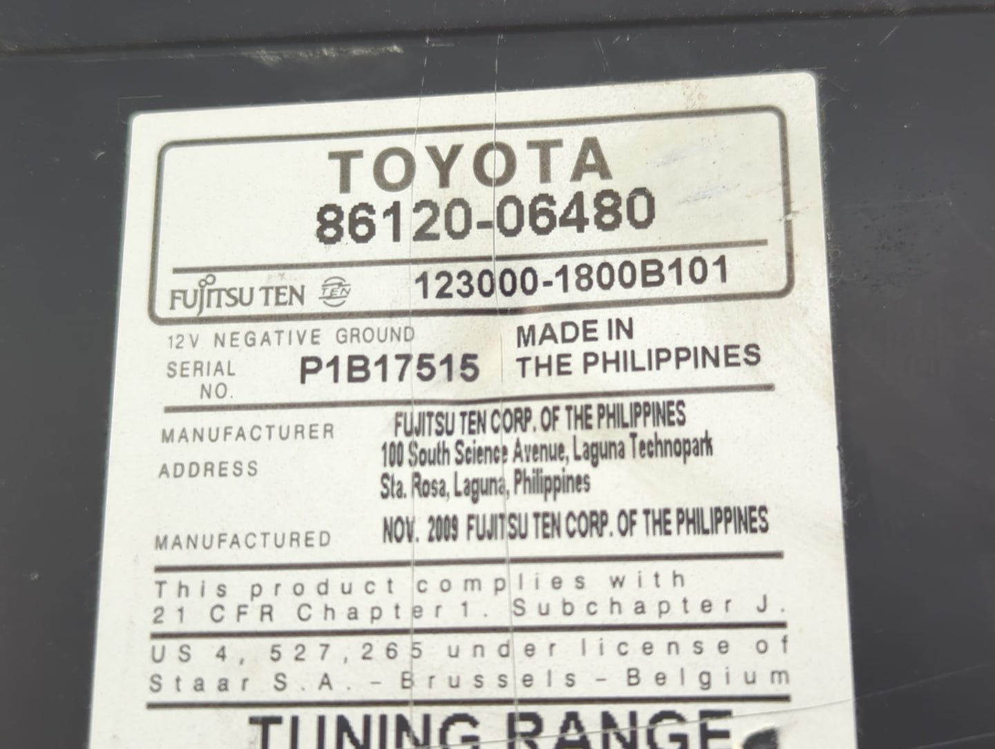 2010-2011 Toyota Camry Radio AM FM Cd Player Receiver Replacement P/N:86120-06480 123000-1800B101 Fits Fits 2010 2011 OEM Us