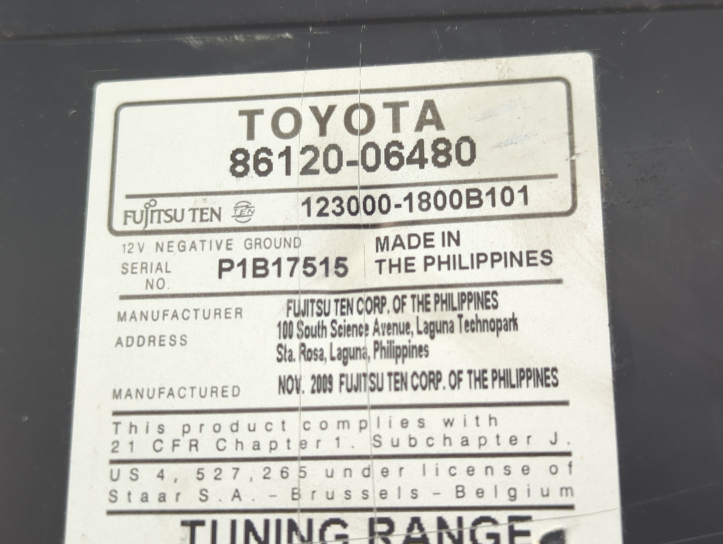 2010-2011 Toyota Camry Radio AM FM Cd Player Receiver Replacement P/N:86120-06480 123000-1800B101 Fits Fits 2010 2011 OEM Us