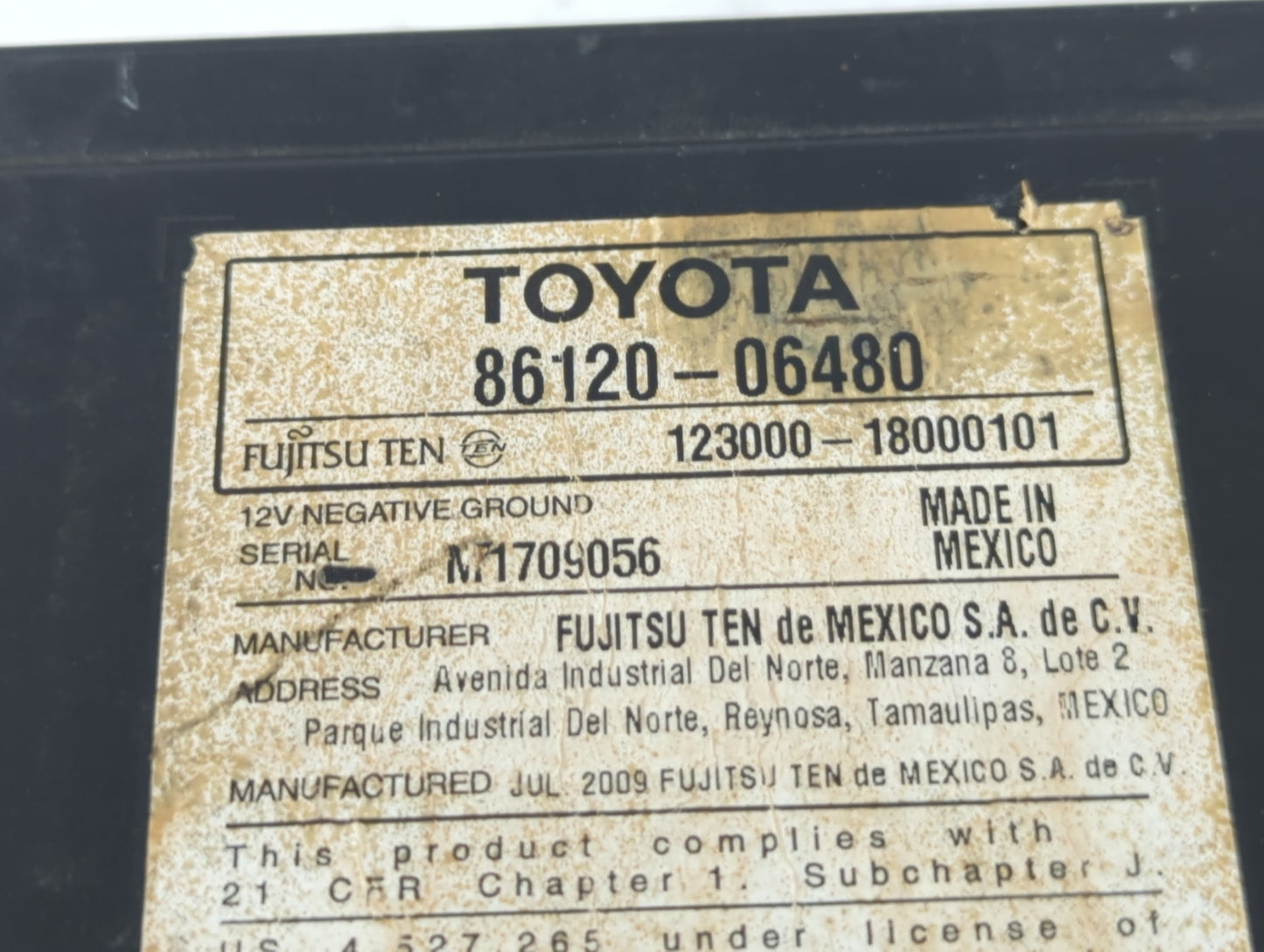 2010-2011 Toyota Camry Am Fm Cd Player Radio Receiver - Oemusedautoparts1.com
