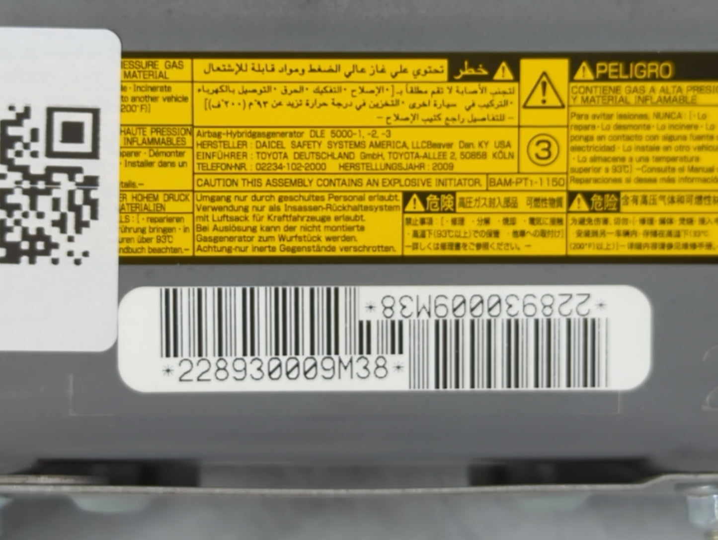 2007-2011 Toyota Camry Air Bag Driver Left Knee OEM P/N:228930009M38 Fits Fits 2007 2008 2009 2010 2011 OEM Used Auto Parts 