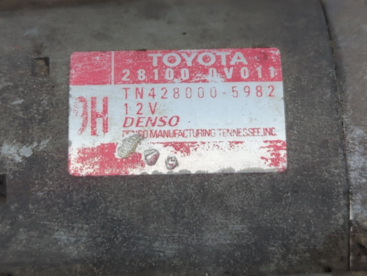 2010-2011 Toyota Camry Car Starter Motor Solenoid OEM P/N:TN428000-5982 28100-0V011 Fits OEM Used Auto Parts - Oemusedautopa