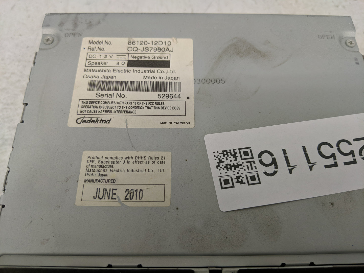 2010 Toyota Corolla Radio AM FM Cd Player Receiver Replacement P/N:86120-12D10 Fits OEM Used Auto Parts - Oemusedautoparts1.