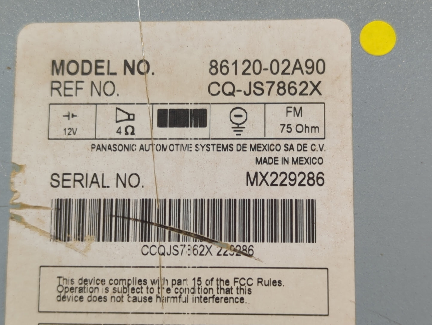 2009-2010 Toyota Corolla Radio AM FM Cd Player Receiver Replacement P/N:86120-02A90 Fits Fits 2009 2010 OEM Used Auto Parts 