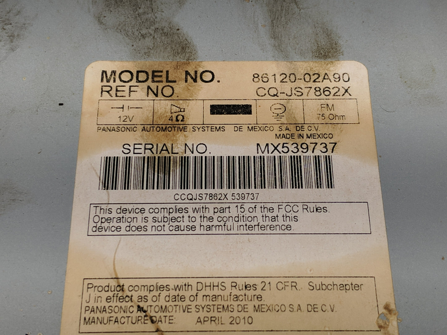 2009-2010 Toyota Corolla Radio AM FM Cd Player Receiver Replacement P/N:86120-02A90 Fits Fits 2009 2010 OEM Used Auto Parts 