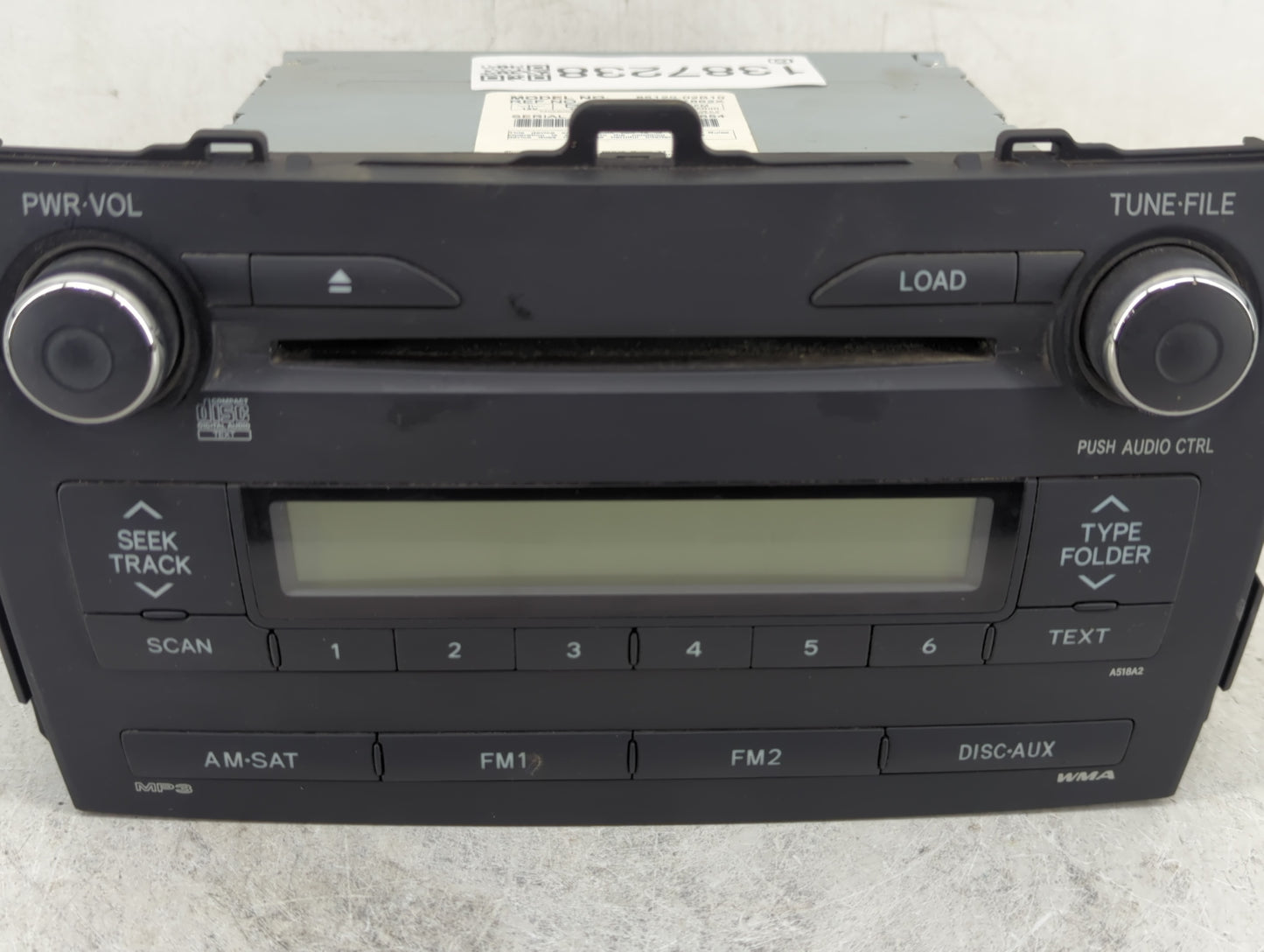 2009-2010 Toyota Corolla Radio AM FM Cd Player Receiver Replacement P/N:86120-02B10 Fits Fits 2009 2010 OEM Used Auto Parts 