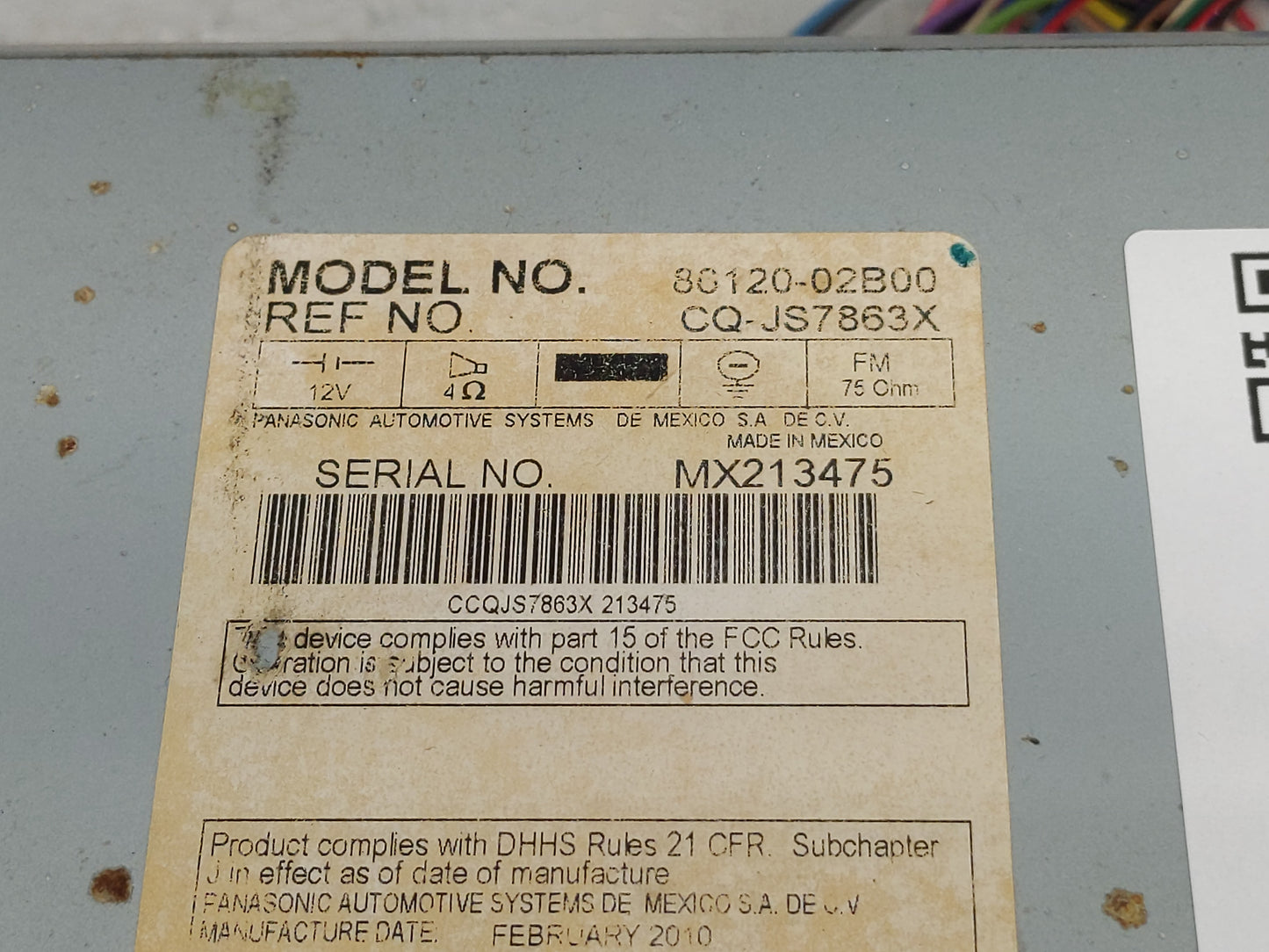 2009-2010 Toyota Corolla Radio AM FM Cd Player Receiver Replacement P/N:86120-02B00 Fits Fits 2009 2010 OEM Used Auto Parts 