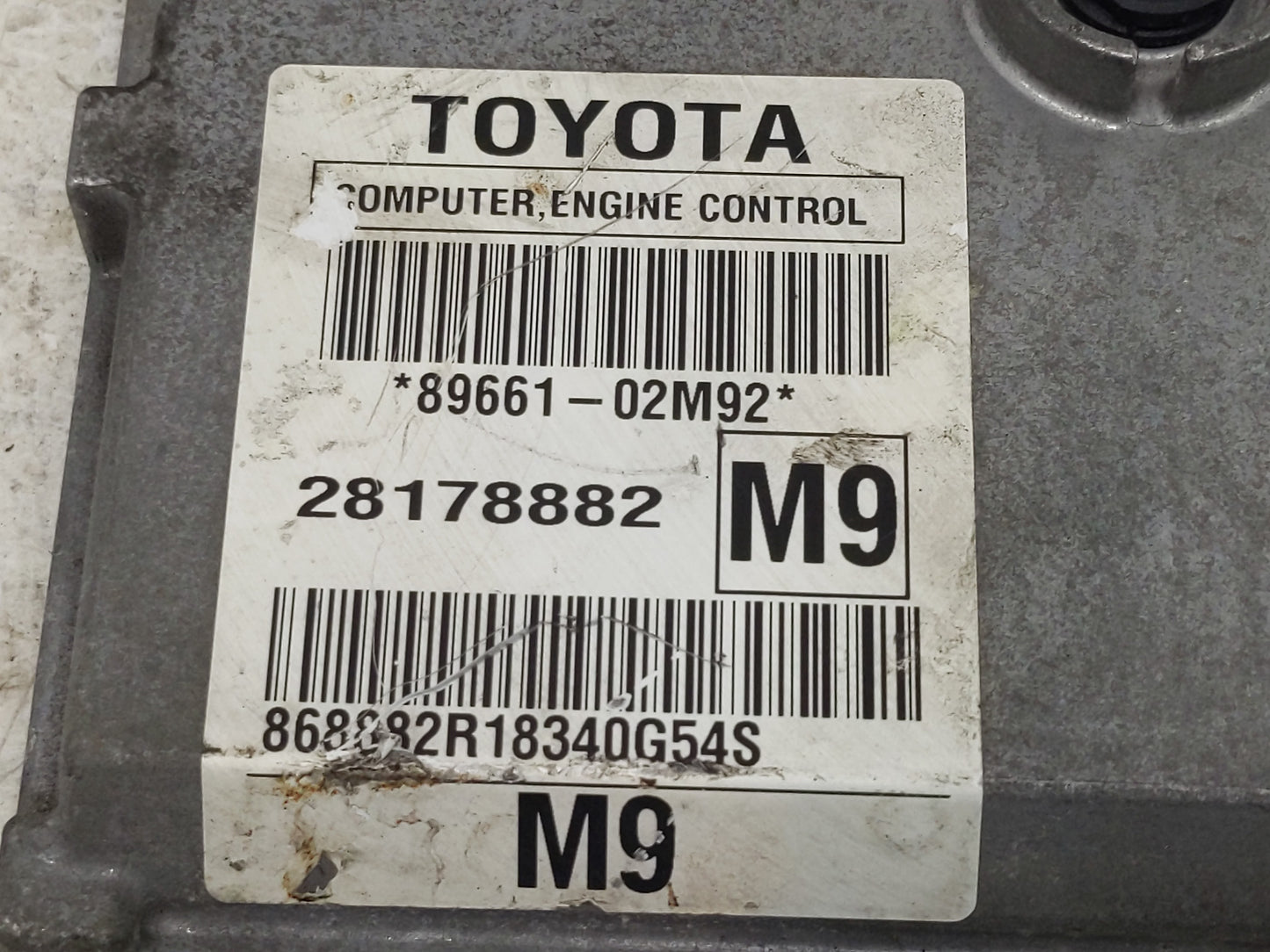 2009-2010 Toyota Corolla PCM Engine Control Computer ECU ECM PCU OEM P/N:89661-02M92 Fits Fits 2009 2010 OEM Used Auto Parts