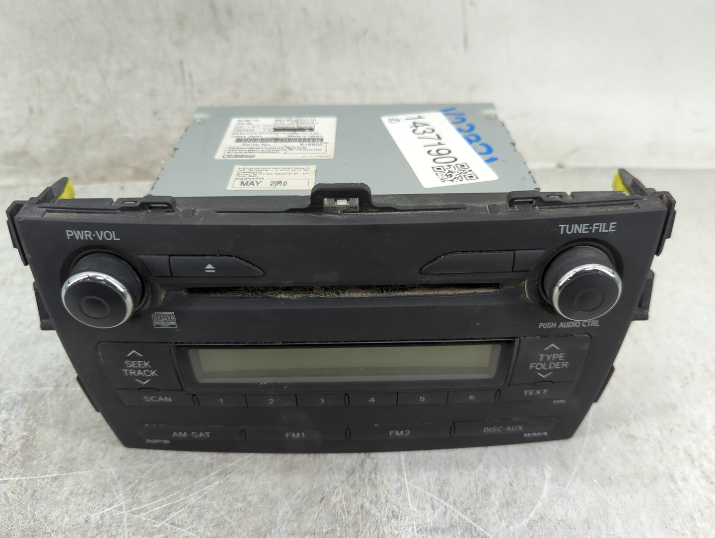 2010 Toyota Corolla Radio AM FM Cd Player Receiver Replacement P/N:86120-12D10 CQ-JS0960AJ Fits OEM Used Auto Parts - Oemuse