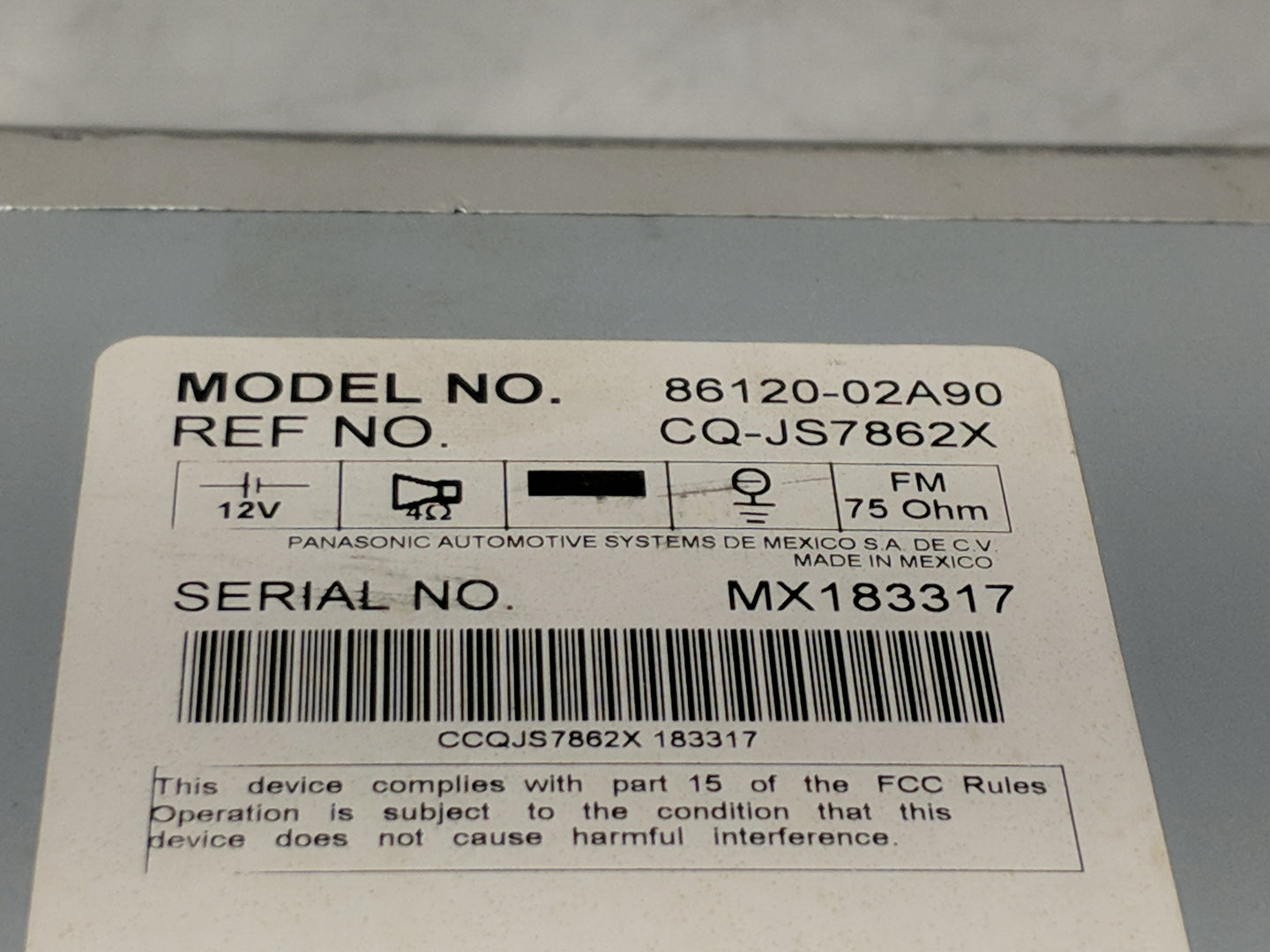 2009-2010 Toyota Corolla Radio AM FM Cd Player Receiver Replacement P/N:86120-02A90 CQ-JS7862X Fits Fits 2009 2010 OEM Used 