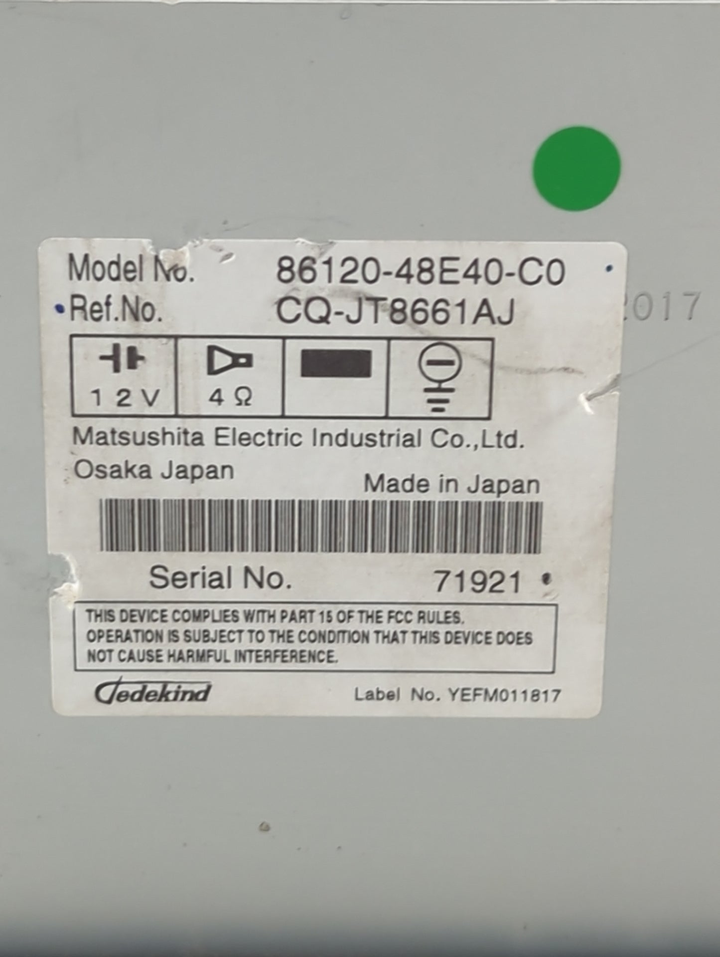 2010 Toyota Highlander Radio AM FM Cd Player Receiver Replacement P/N:86120-48E40-C0 CQ-JT8661AJ Fits OEM Used Auto Parts - 