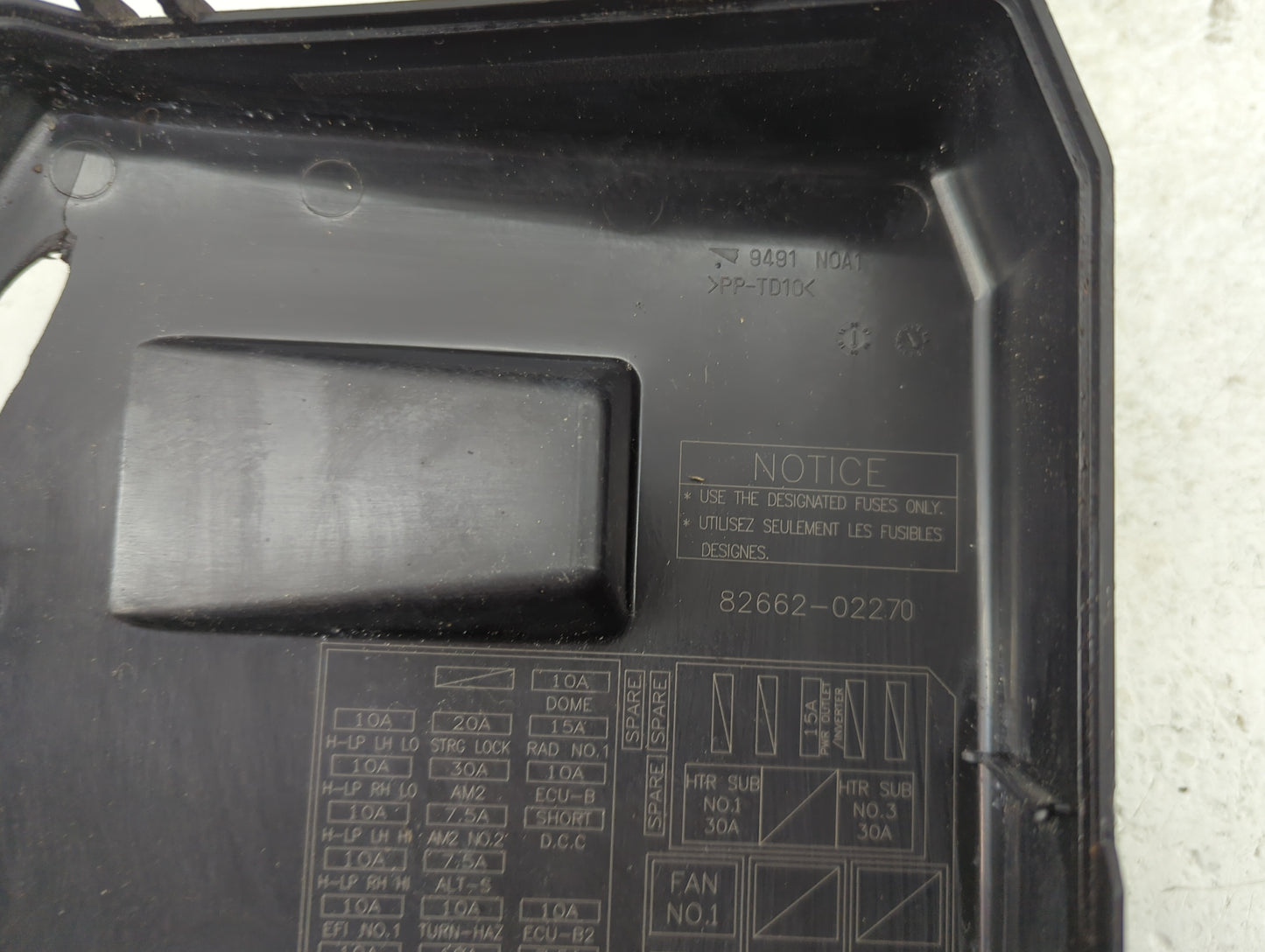 2009-2014 Toyota Matrix Fusebox Fuse Box Panel Relay Module P/N:82662-02270 Fits Fits 2009 2010 2011 2012 2013 2014 OEM Used