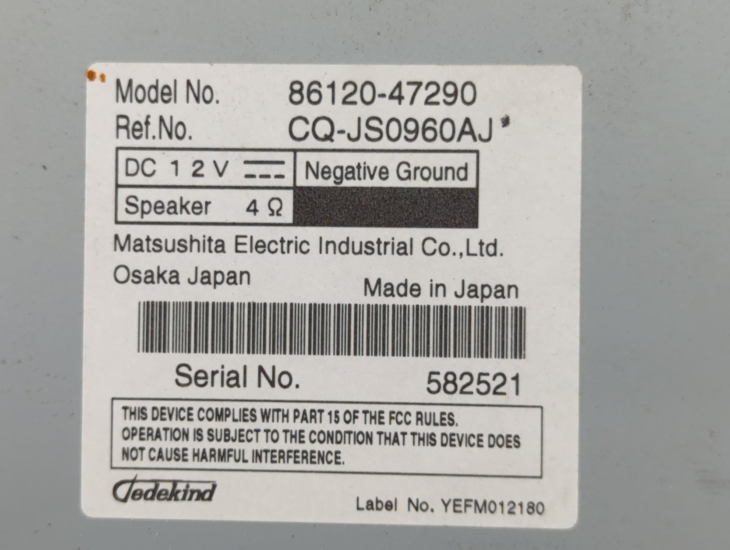 2010-2011 Toyota Prius Radio AM FM Cd Player Receiver Replacement P/N:86120-47290 Fits Fits 2008 2009 2010 2011 2012 2013 OE