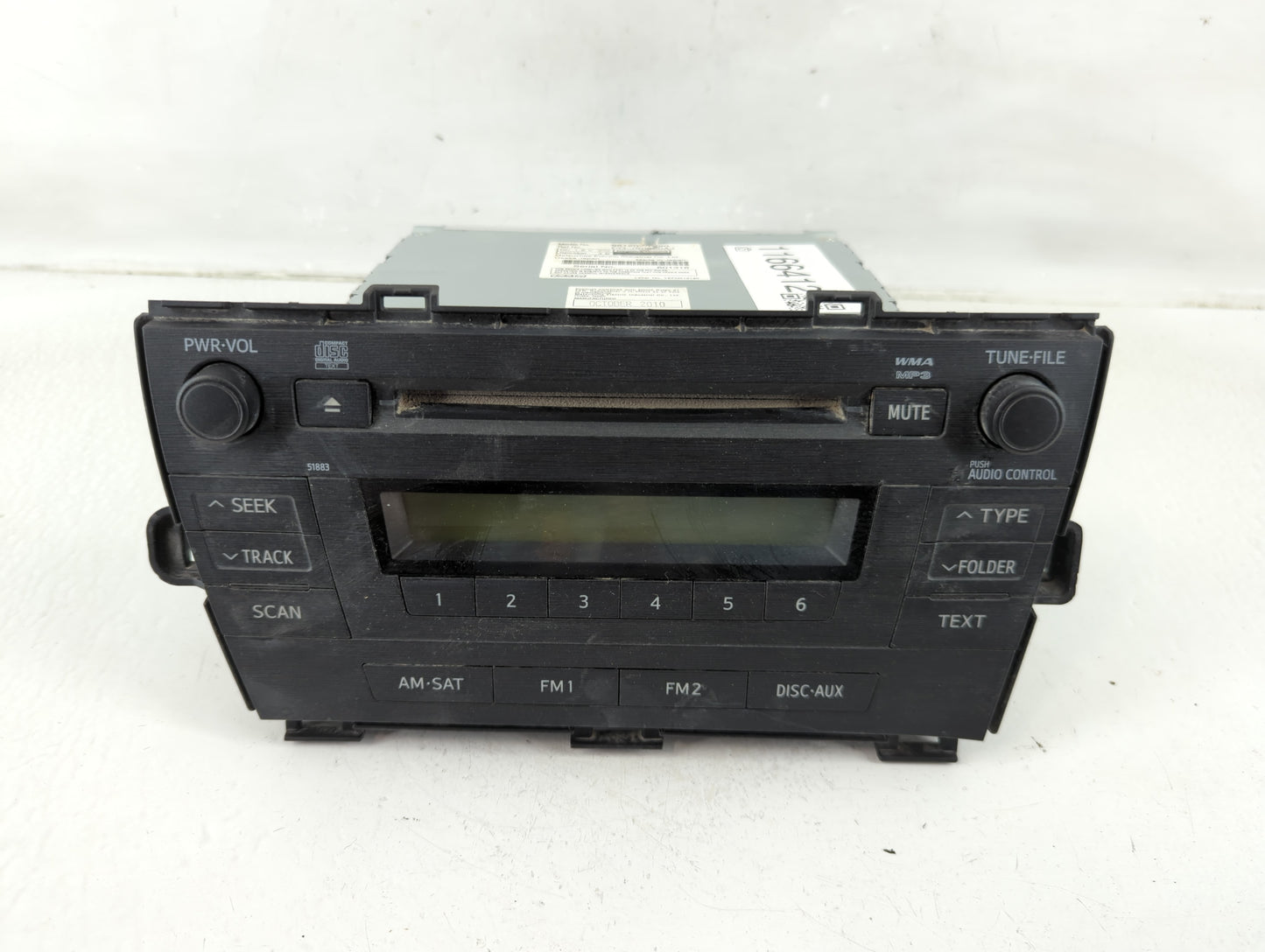 2010-2011 Toyota Prius Radio AM FM Cd Player Receiver Replacement P/N:CQ-JS0960AJ 86120 Fits Fits 2010 2011 OEM Used Auto Pa