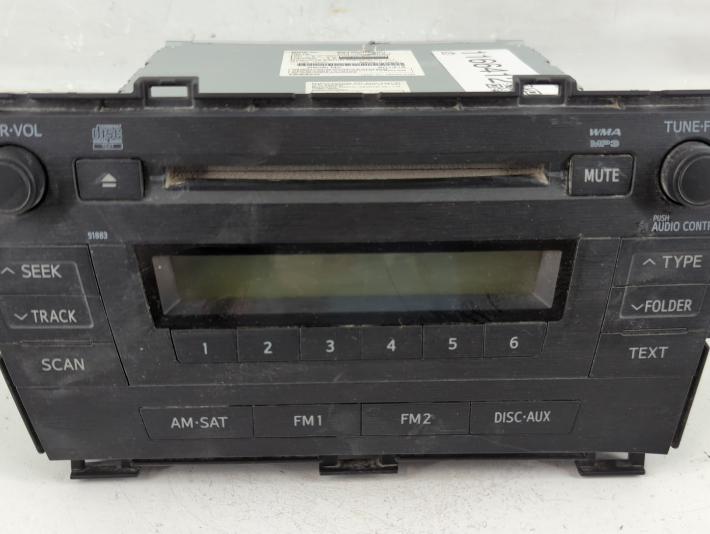 2010-2011 Toyota Prius Radio AM FM Cd Player Receiver Replacement P/N:CQ-JS0960AJ 86120 Fits Fits 2010 2011 OEM Used Auto Pa