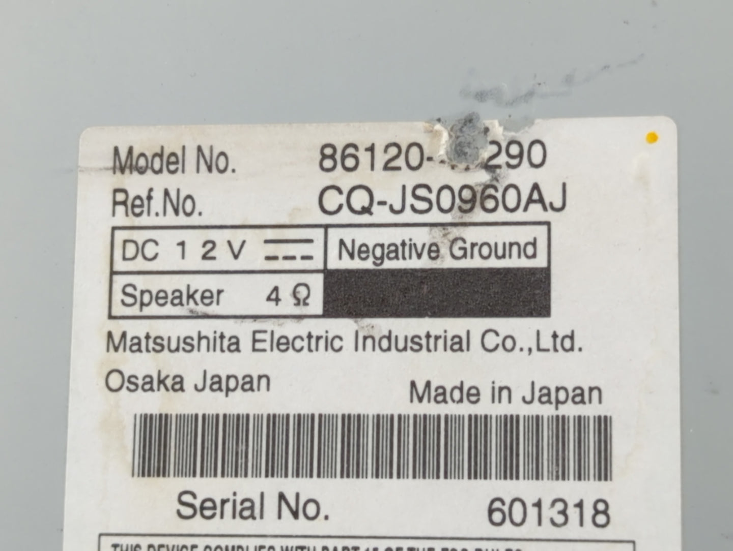 2010-2011 Toyota Prius Radio AM FM Cd Player Receiver Replacement P/N:CQ-JS0960AJ 86120 Fits Fits 2010 2011 OEM Used Auto Pa
