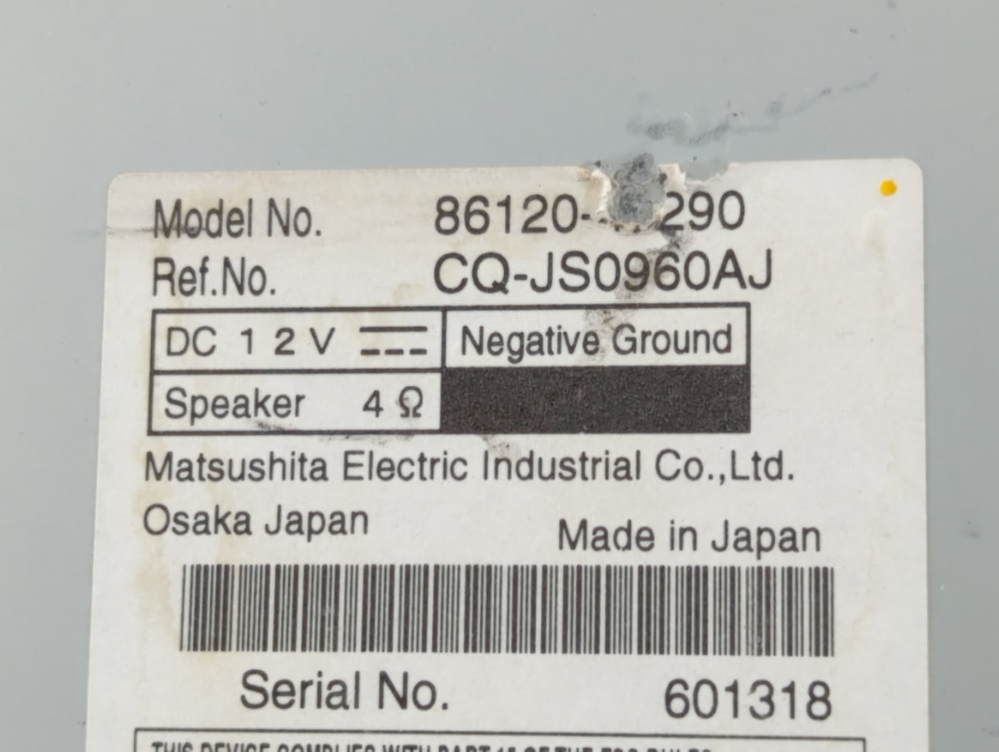2010-2011 Toyota Prius Radio AM FM Cd Player Receiver Replacement P/N:CQ-JS0960AJ 86120 Fits Fits 2010 2011 OEM Used Auto Pa