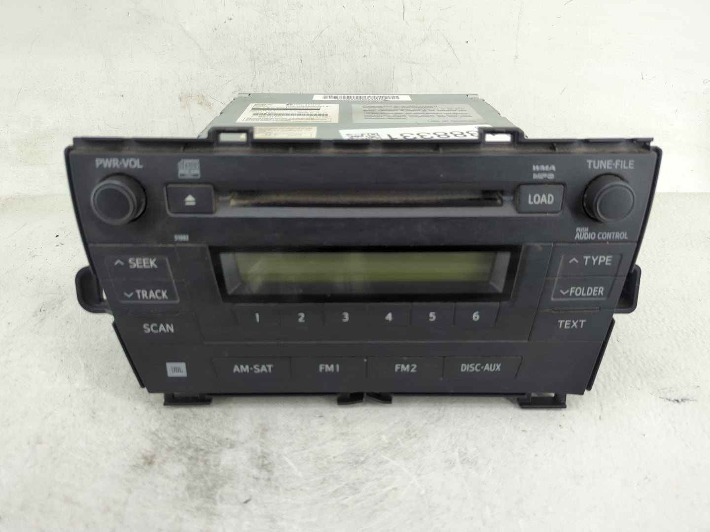 2010-2011 Toyota Prius Radio AM FM Cd Player Receiver Replacement P/N:86120-47370 Fits Fits 2010 2011 OEM Used Auto Parts - 