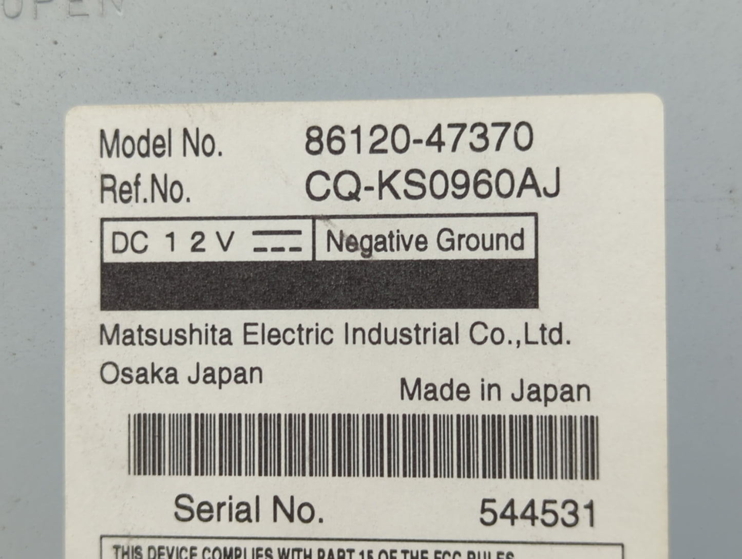 2010-2011 Toyota Prius Radio AM FM Cd Player Receiver Replacement P/N:86120-47370 CQ-KS0960AJ Fits Fits 2010 2011 OEM Used A