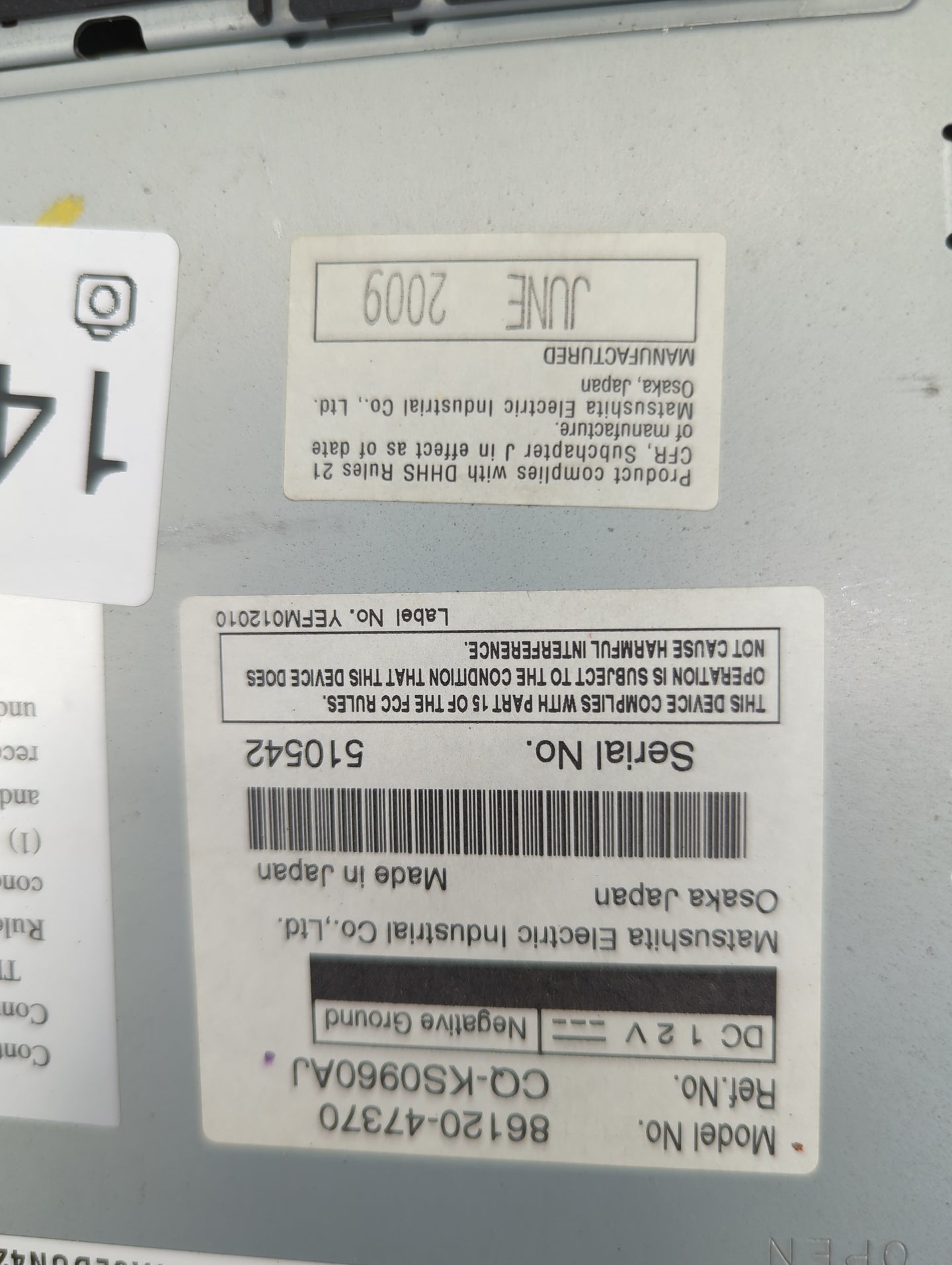 2010-2011 Toyota Prius Radio AM FM Cd Player Receiver Replacement P/N:86120-47370 CQ-KS0960AJ Fits Fits 2010 2011 OEM Used A