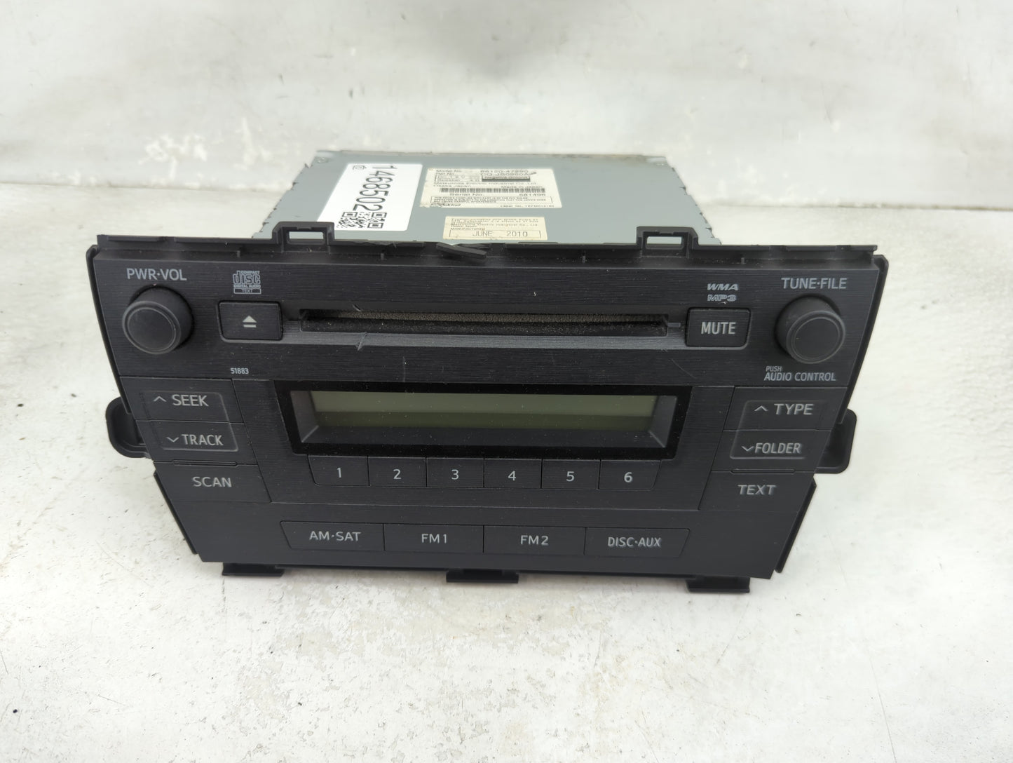 2010-2011 Toyota Prius Radio AM FM Cd Player Receiver Replacement P/N:86120-47290 CQ-JS0960AJ Fits Fits 2010 2011 OEM Used A