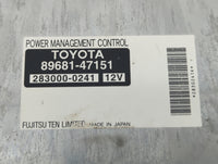2010 Toyota Prius PCM Engine Control Computer ECU ECM PCU OEM P/N:89681-47151 89661-47261, 89661-47262 Fits OEM Used Auto Pa