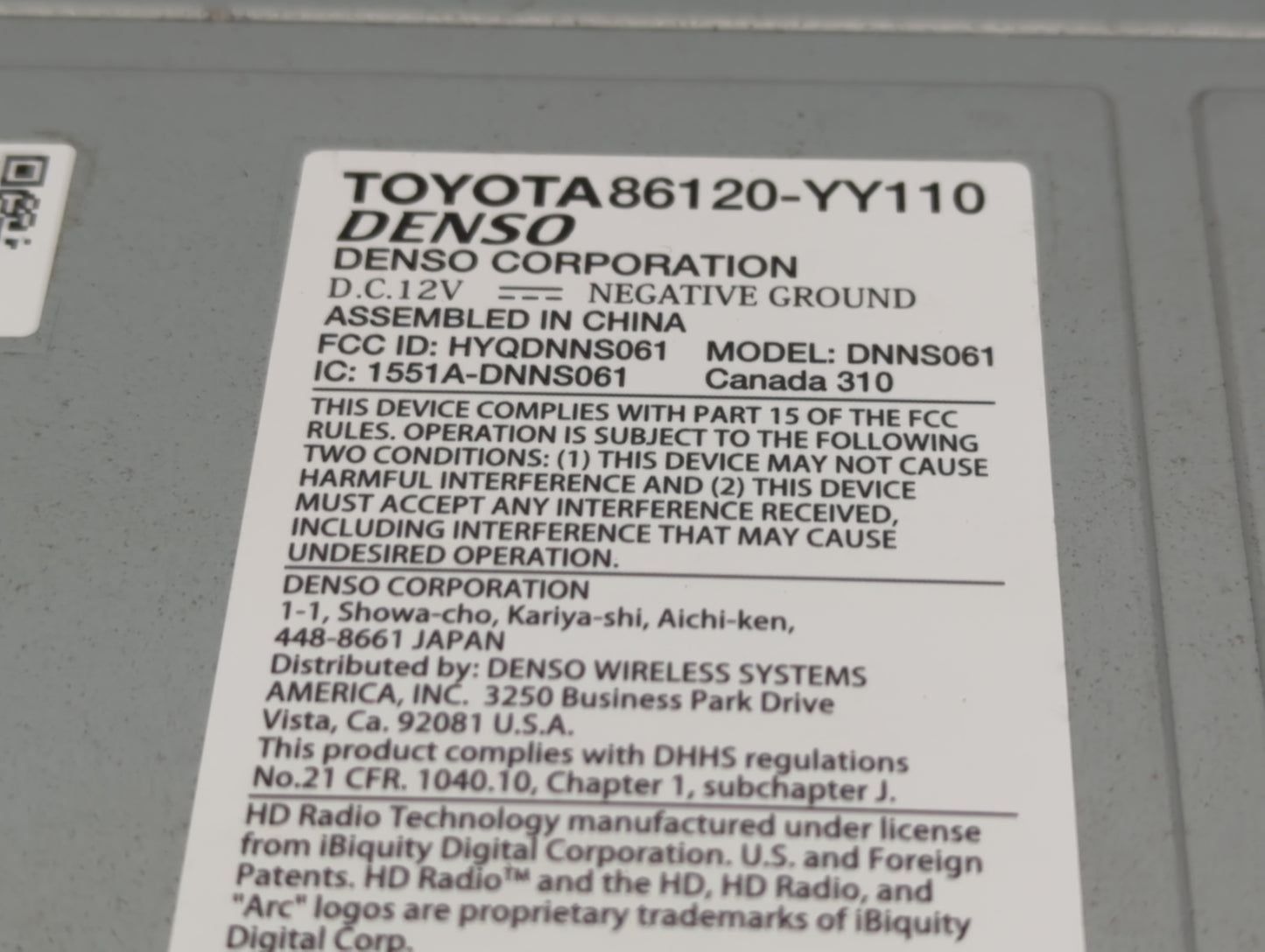 2011-2014 Toyota Sienna Radio AM FM Cd Player Receiver Replacement P/N:86120-YY110 86120-08250 Fits Fits 2011 2012 2013 2014