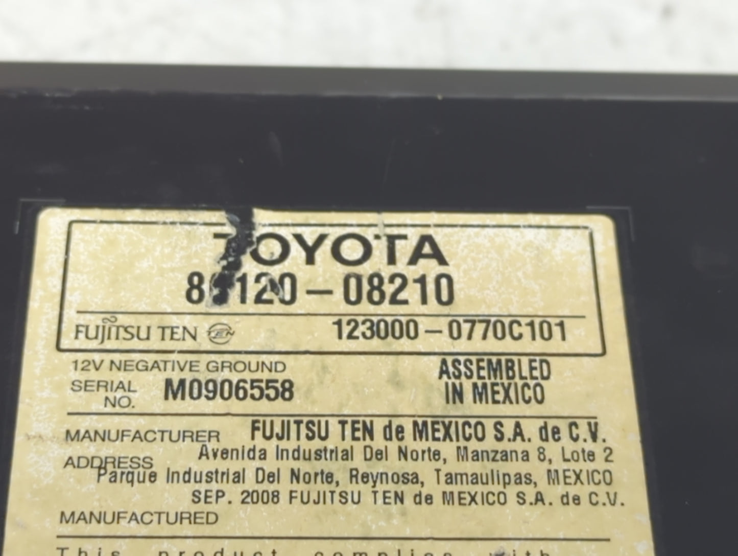2008-2010 Toyota Sienna Radio AM FM Cd Player Receiver Replacement P/N:80120-08210 Fits Fits 2008 2009 2010 OEM Used Auto Pa