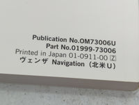 2010 Toyota Venza Owners Manual Book Guide P/N:OM73006U 01999-73006 OEM Used Auto Parts - Oemusedautoparts1.com