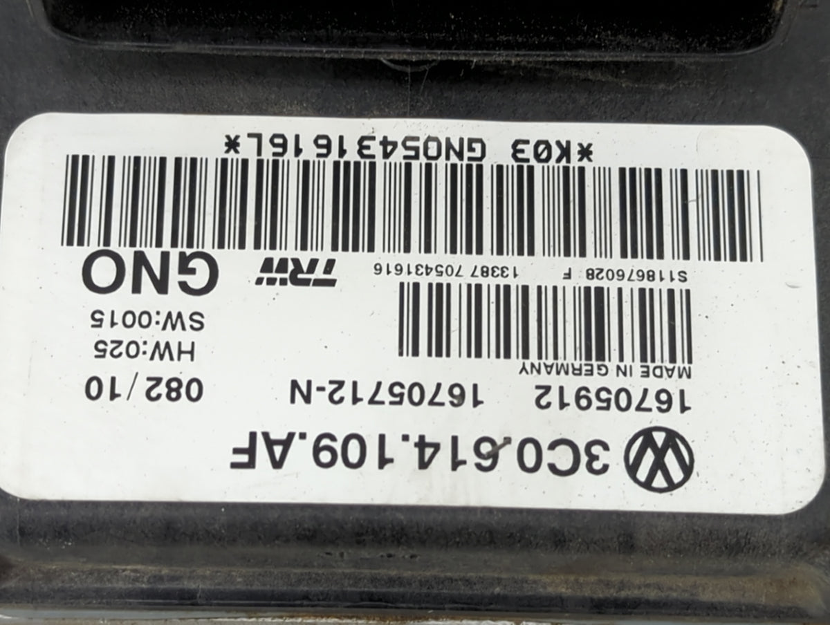 2009-2011 Volkswagen Cc Anti-Lock Brake ABS Pump Module Actuator OEM P/N:3C0 614 109 AF Fits Fits 2009 2010 2011 OEM Used Au