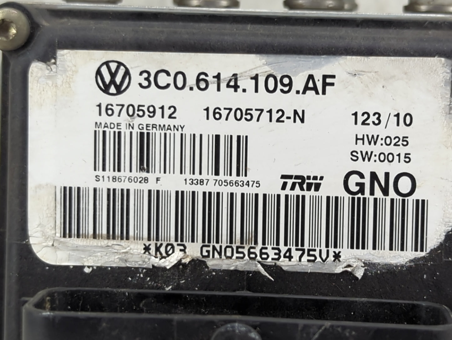 2009-2011 Volkswagen Cc ABS Pump Control Module Replacement P/N:3C0.614.109.AF 16705912, 16705712-N Fits Fits 2009 2010 2011
