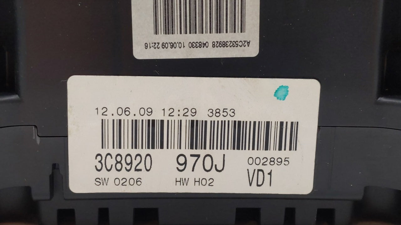 2009-2010 Volkswagen Cc Instrument Cluster Speedometer Gauges P/N:3C8 920 970J 3C8 920 970T, 3C8920970T Fits Fits 2009 2010 