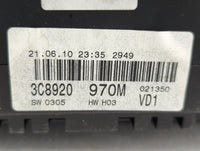2010 Volkswagen Cc Instrument Cluster Speedometer Gauges P/N:3C8920 970M Fits OEM Used Auto Parts - Oemusedautoparts1.com