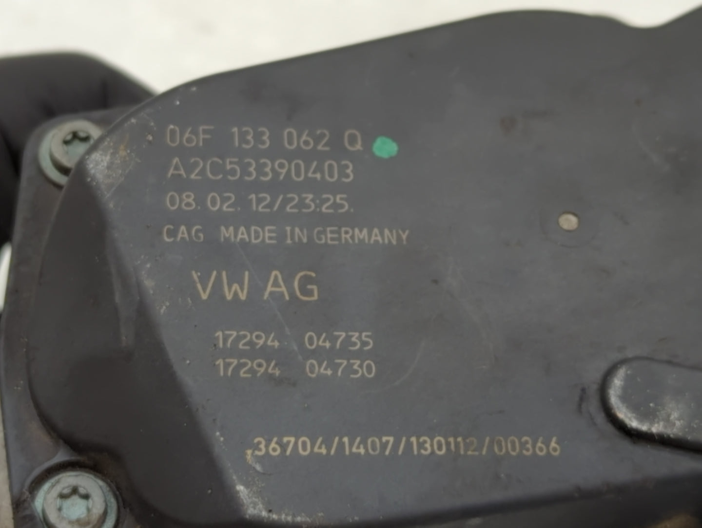 2009-2017 Volkswagen Cc Throttle Body P/N:06F 133 062 Q A2C53302056 Fits OEM Used Auto Parts - Oemusedautoparts1.com