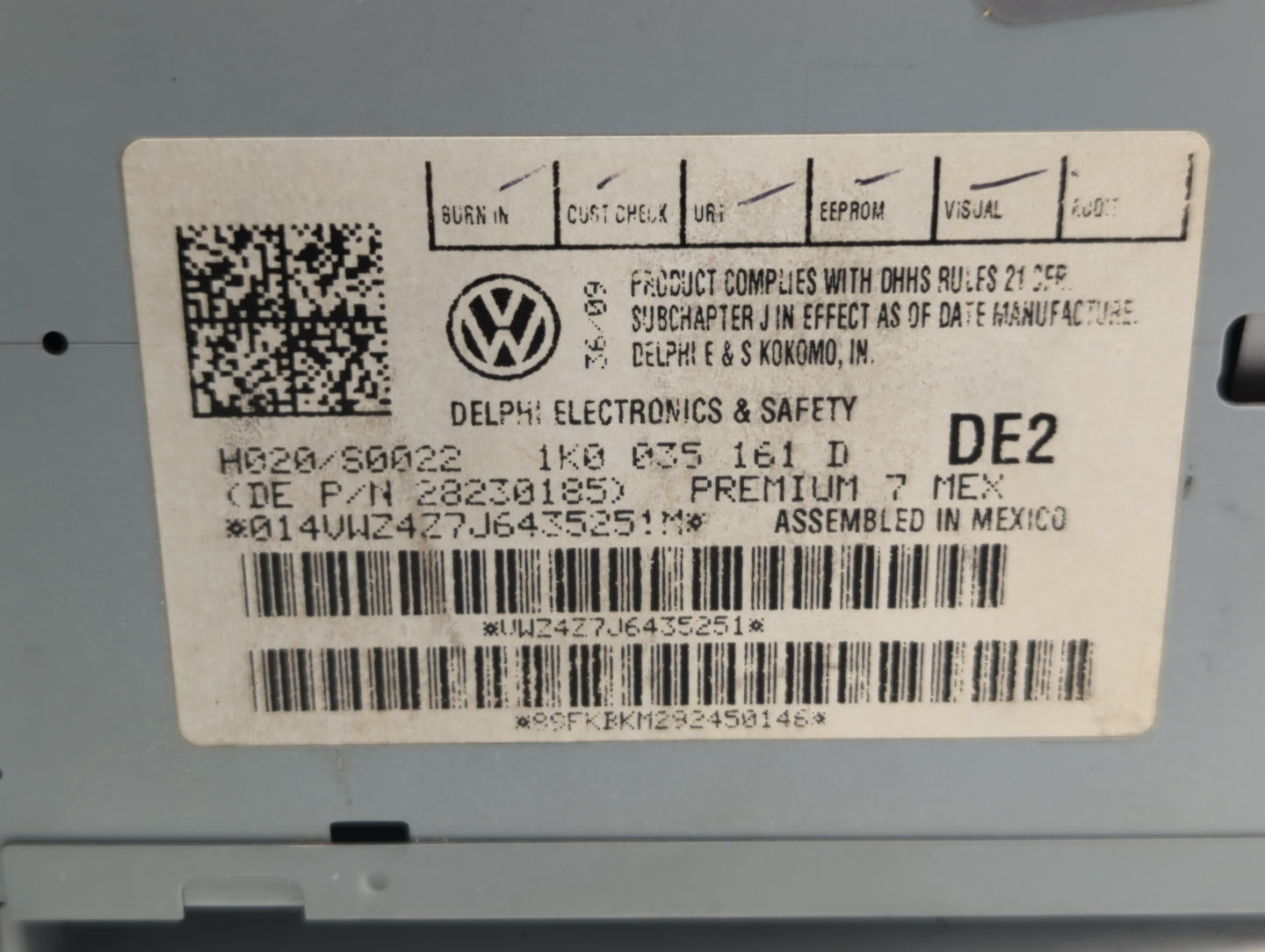 2010 Volkswagen Jetta Radio AM FM Cd Player Receiver Replacement Fits Fits 2011 OEM Used Auto Parts - Oemusedautoparts1.com