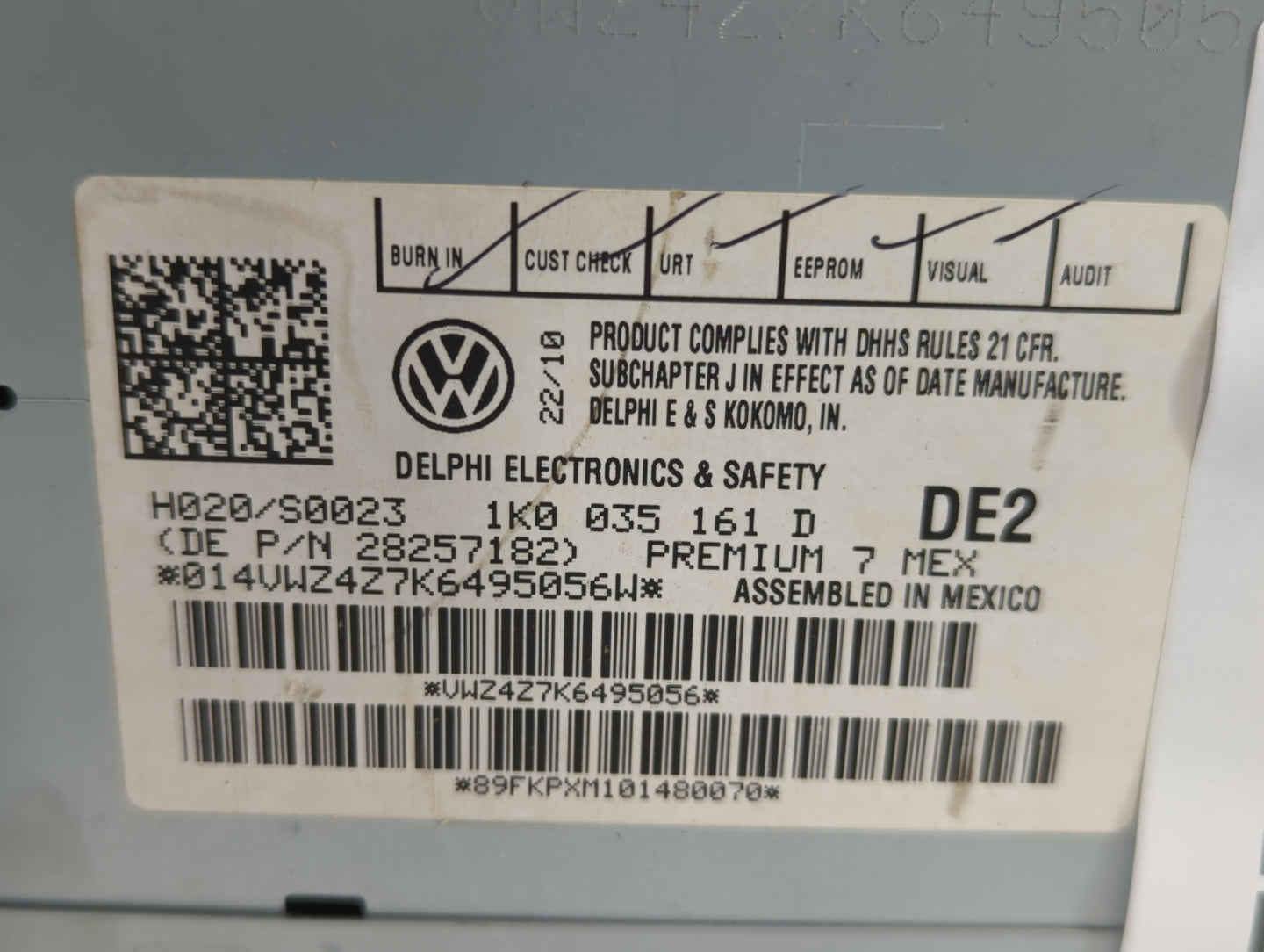 2010 Volkswagen Jetta Radio AM FM Cd Player Receiver Replacement P/N:28257182 Fits Fits 2011 OEM Used Auto Parts - Oemusedau