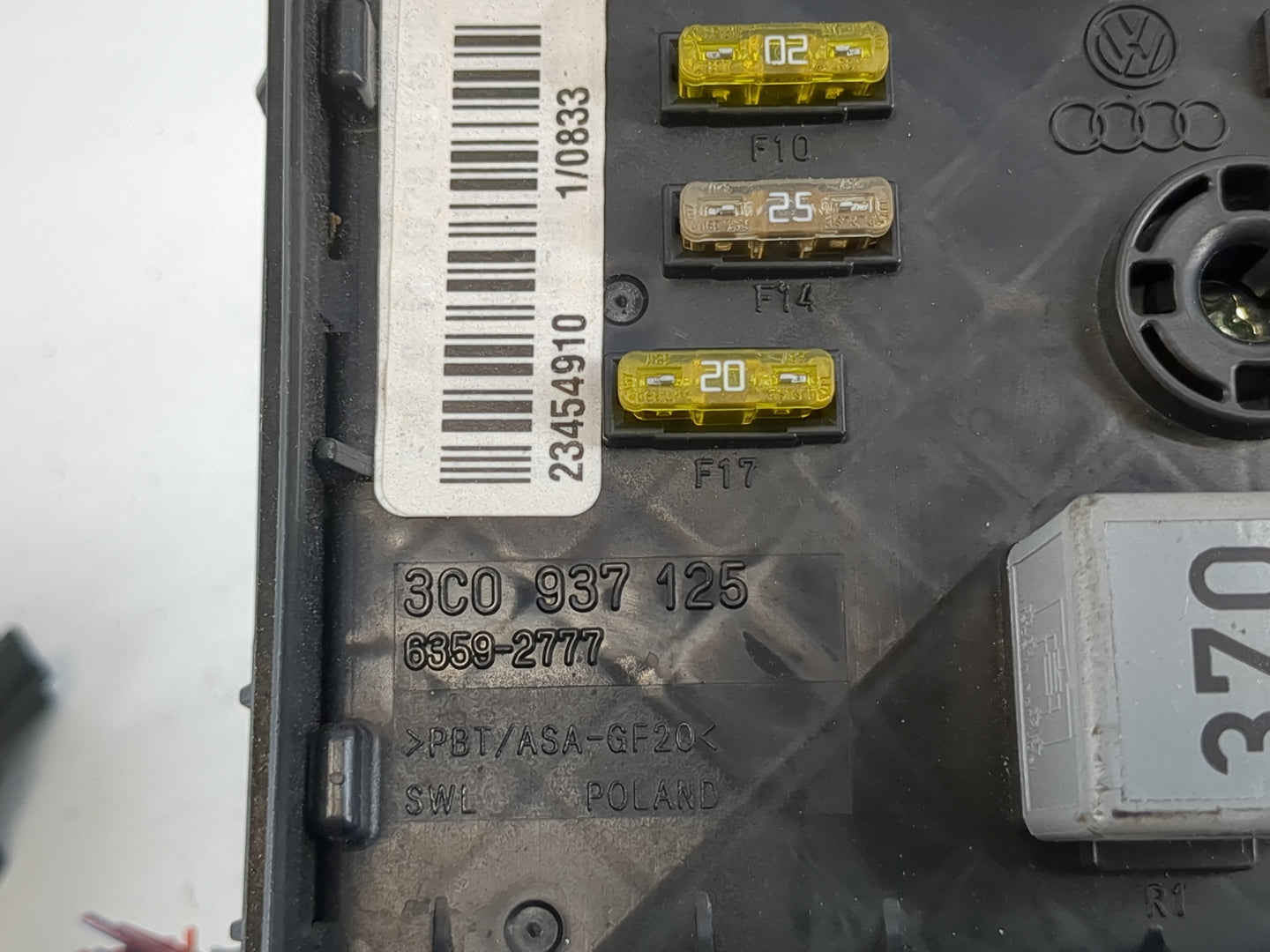 2008-2010 Volkswagen Passat Fusebox Fuse Box Panel Relay Module P/N:3C0 937 125 Fits OEM Used Auto Parts - Oemusedautoparts1
