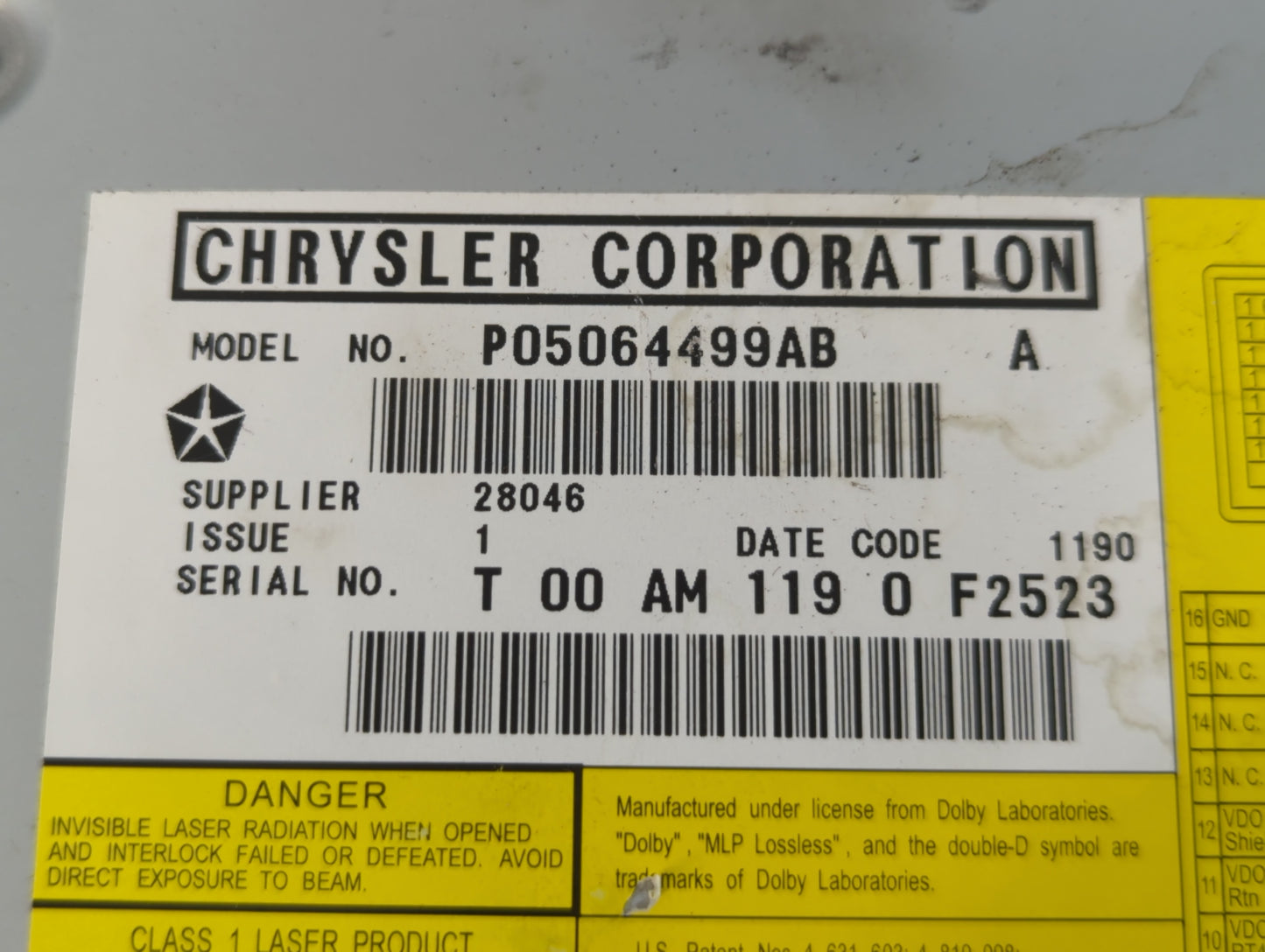 2009-2014 Volkswagen Routan Radio AM FM Cd Player Receiver Replacement P/N:P05064499AB Fits Fits 2009 2010 2011 2012 2013 20