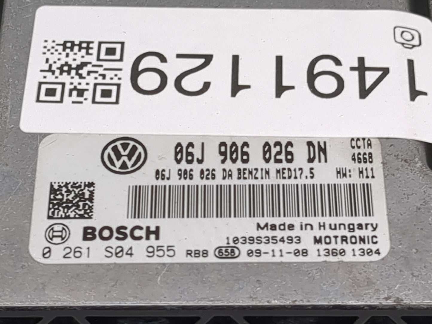 2010 Volkswagen Tiguan PCM Engine Control Computer ECU ECM PCU OEM P/N:06J906026DN 0261S04955, 06J906026DA Fits OEM Used Aut