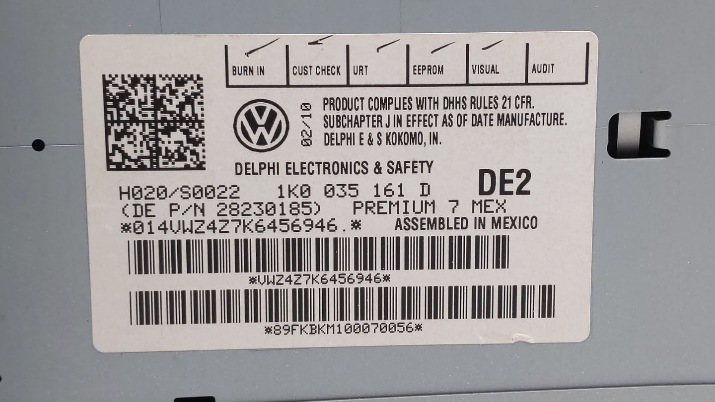 2009-2017 Volkswagen Tiguan Radio AM FM Cd Player Receiver Replacement P/N:5N0 035 164 D 1K0 035 180 AC Fits OEM Used Auto P