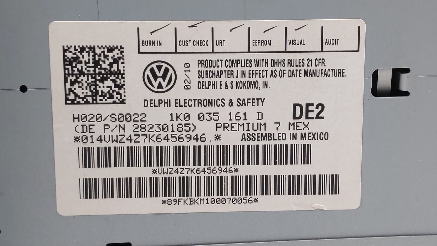 2009-2017 Volkswagen Tiguan Radio AM FM Cd Player Receiver Replacement P/N:5N0 035 164 D 1K0 035 180 AC Fits OEM Used Auto P