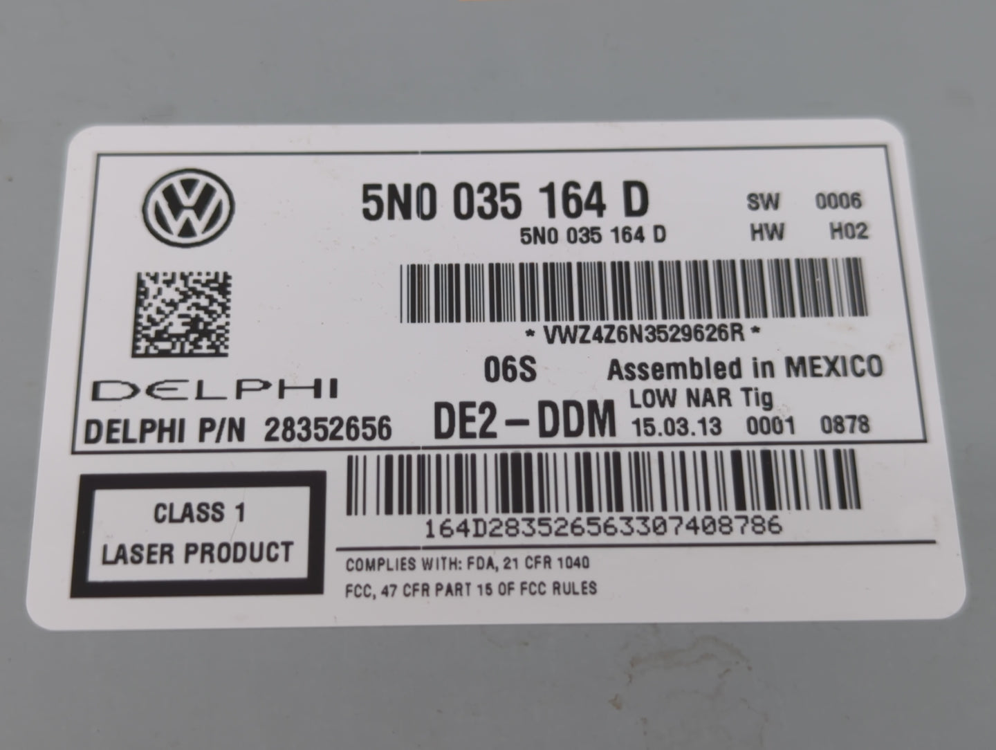 2009-2017 Volkswagen Tiguan Radio AM FM Cd Player Receiver Replacement P/N:5N0 035 164 D 1K0 035 161 D Fits OEM Used Auto Pa