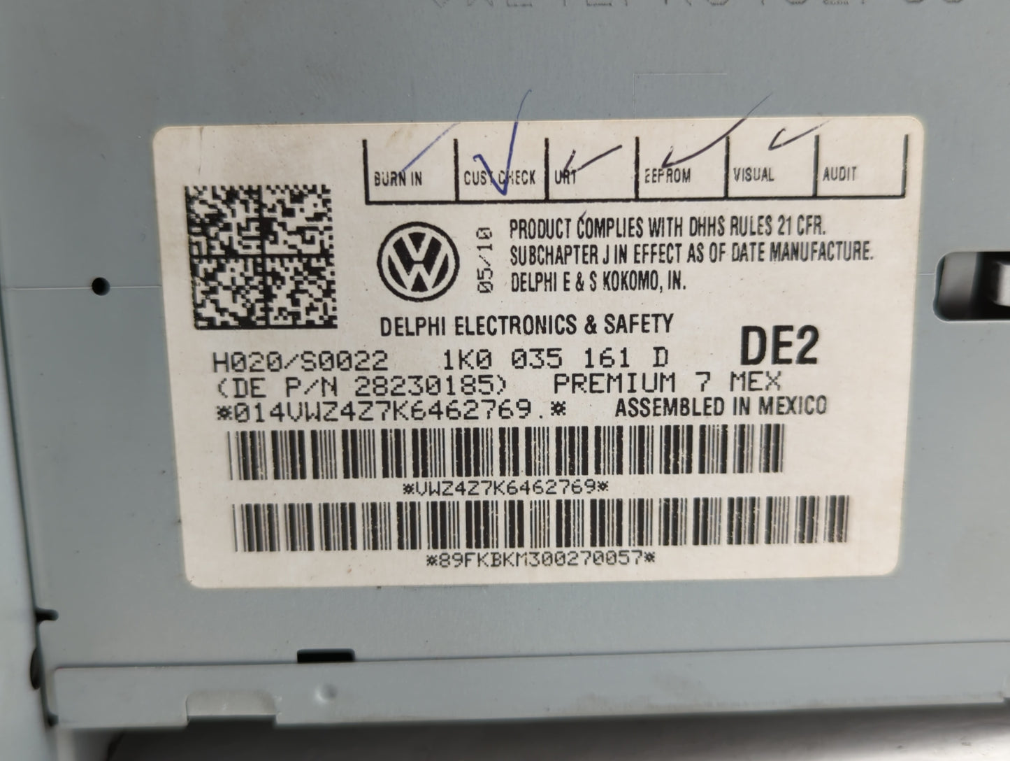 2009-2017 Volkswagen Tiguan Radio AM FM Cd Player Receiver Replacement P/N:5N0 035 164 D 1K0 035 161 D Fits OEM Used Auto Pa