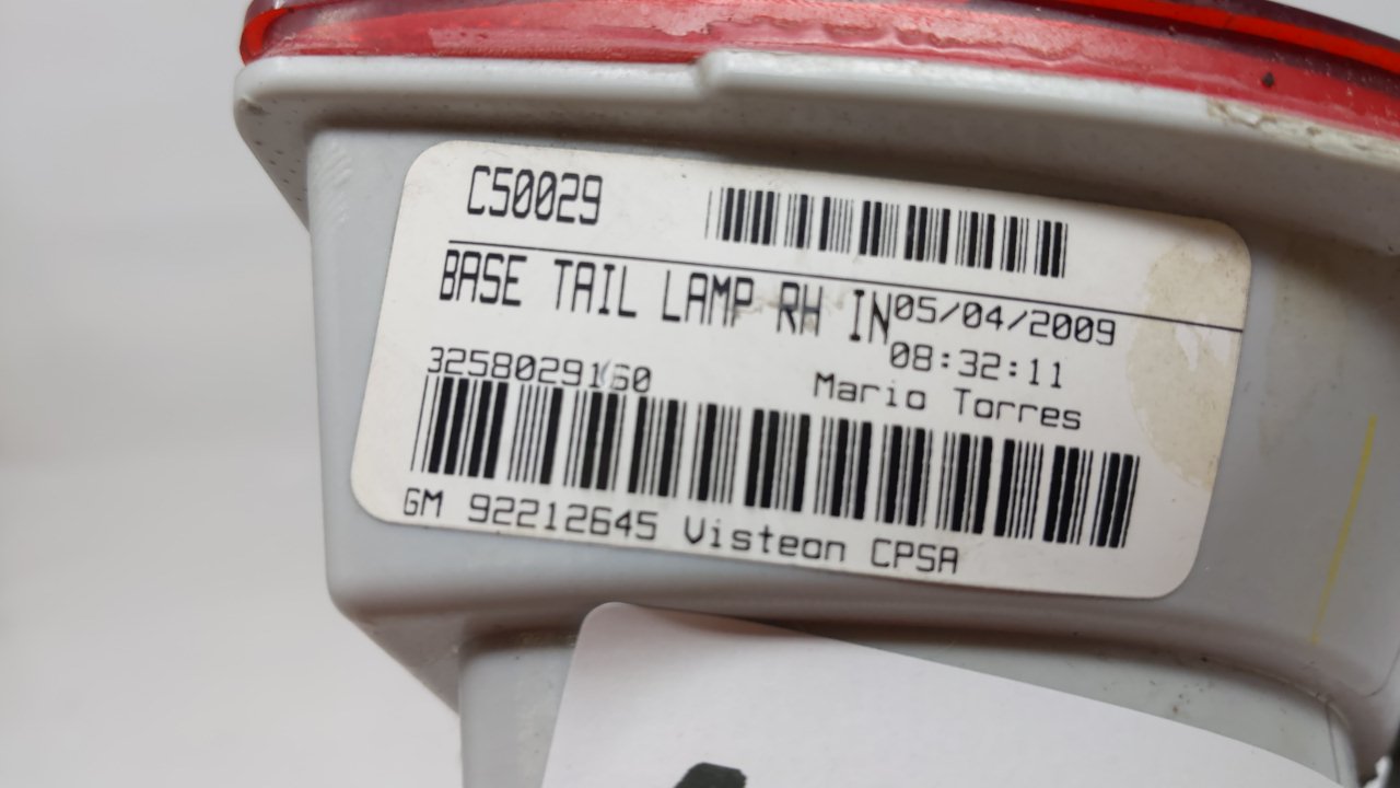 2010-2011 Chevrolet Camaro Tail Light Assembly Passenger Right OEM Fits Fits 2010 2011 OEM Used Auto Parts - Oemusedautopart